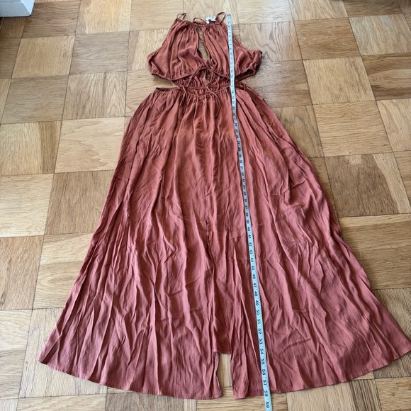 ASTR The Label XL Mid Cutout Sleeveless Maxi Dress Clay Brown Vacation Wedding - Picture 7 of 9
